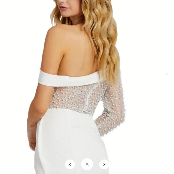 MAC DUGGAL 11126 ONE SHOULDER PEARL BODICE IVORY GOWN sz 2 - Picture 5 of 7